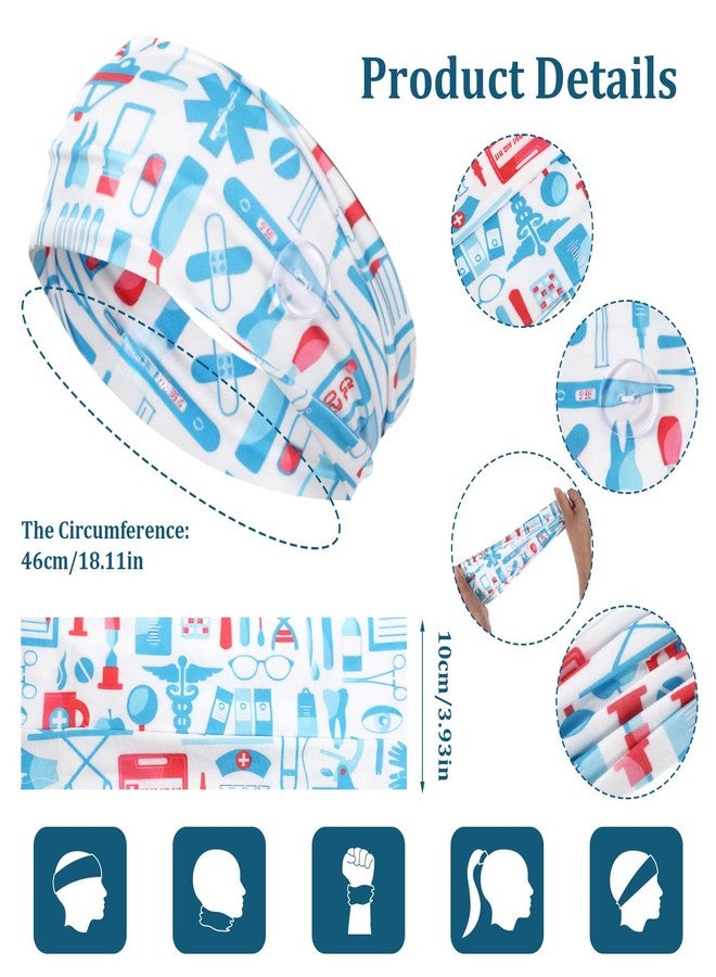Limbeuuu 12 Pcs Nurse Headbands for Women, Non Slip Nursing Headbands with Buttons for Mask Work Accessories Elastic Ear Protection Hair Bands Gift for Spa Yoga Sports(Stylish) - Image 2
